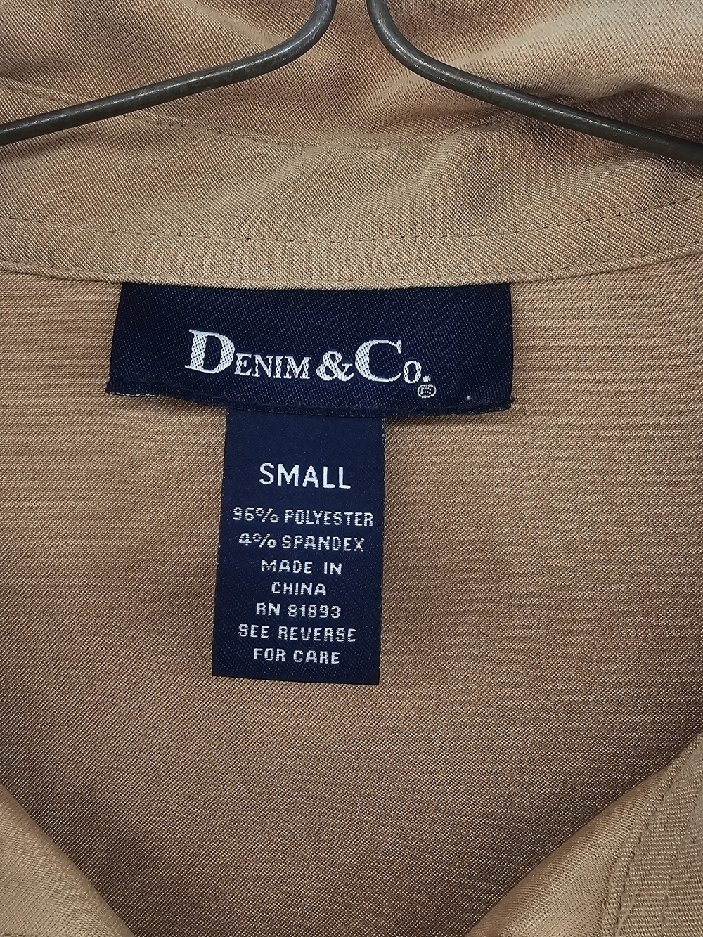 Denim & Co. Tan Button-Down Long Sleeve Shirt - Size Small - Picture 2 of 6